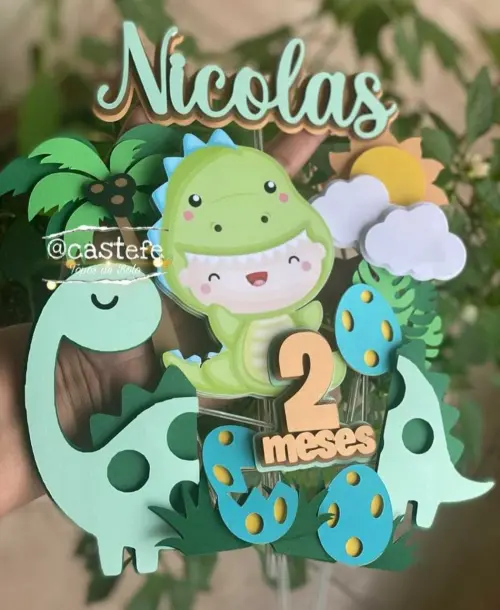 Topo de Bolo Crocodilo Dinossauro