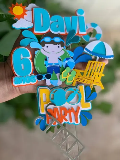 Topo de Bolo Pool Party
