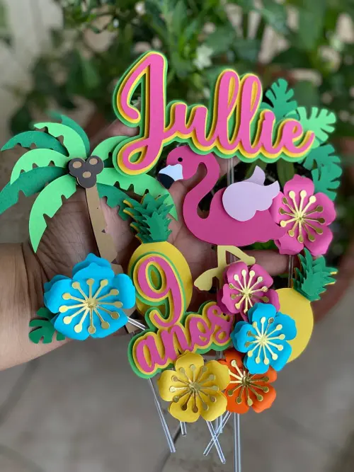 topo de bolo flamingo