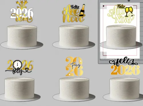 Arquivo de corte topo de bolo ano novo 2026