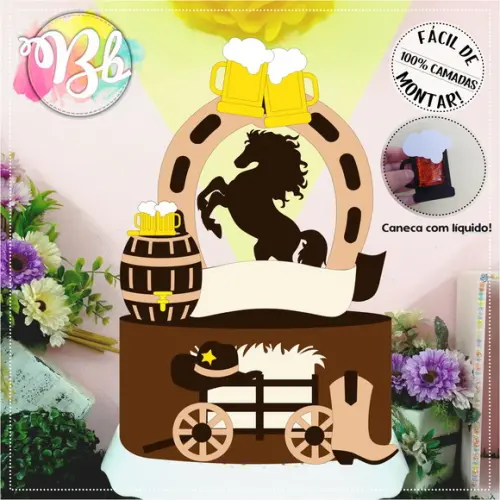 Arquivo de corte  Topo de Bolo Cowboy