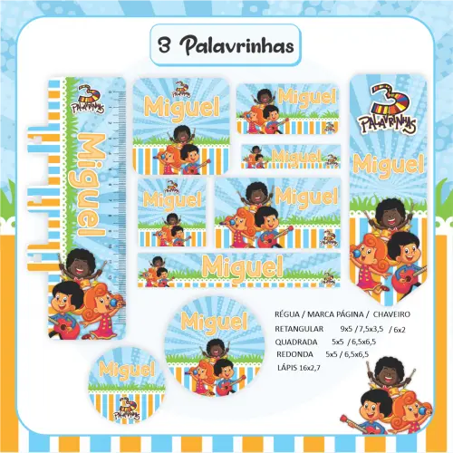 Arquivo de corte Etiqueta Escolar 3 Palavrinhas