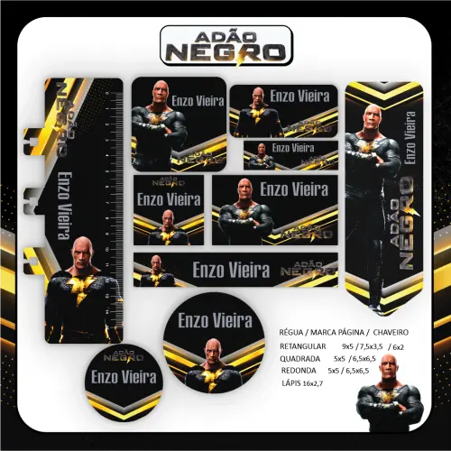 Arquivo de corte Etiqueta Escolar Adão negro