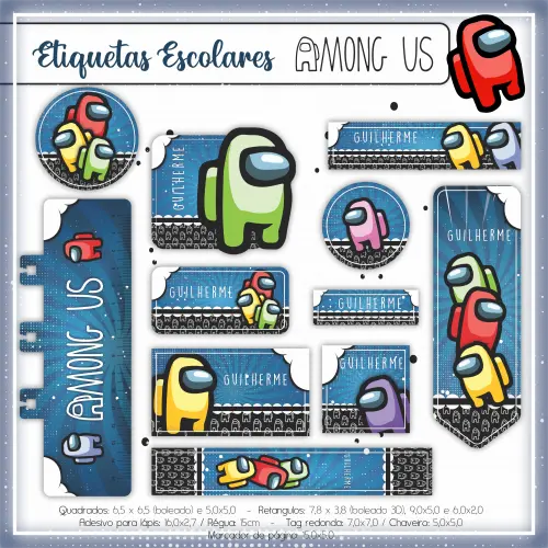 Arquivo de corte Etiqueta Escolar Among Us