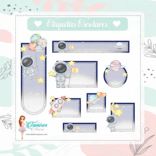 Arquivo de corte Etiqueta Escolar Astronauta