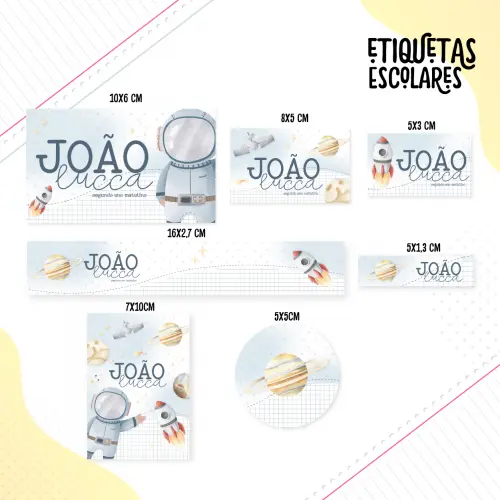 Arquivo de corte Etiqueta Escolar Astronauta