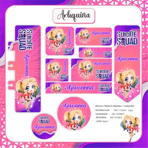 Arquivo de corte Etiqueta Escolar Arlequina