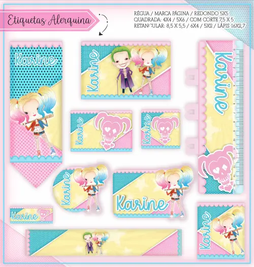 Arquivo de corte Etiqueta Escolar Arlequina