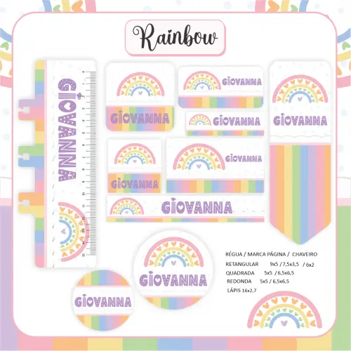 Arquivo de corte Etiqueta Escolar Arco Iris