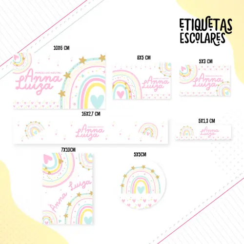 Arquivo de corte Etiqueta Escolar Arco Iris