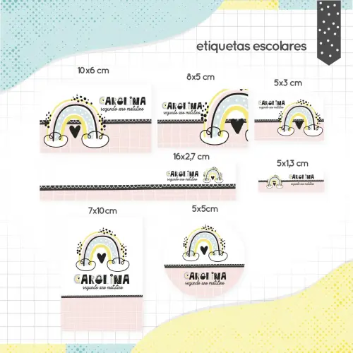 Arquivo de corte Etiqueta Escolar Arco Iris