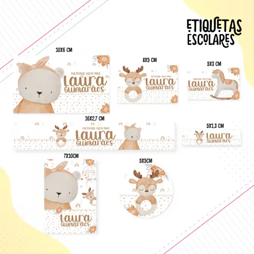 Arquivo de corte Etiqueta Escolar Animais Cute