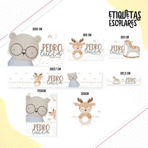 Arquivo de corte Etiqueta Escolar Animais Cute