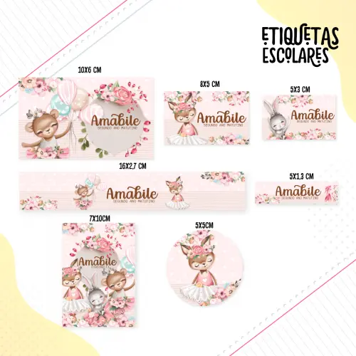 Arquivo de corte Etiqueta Escolar Animais Cute