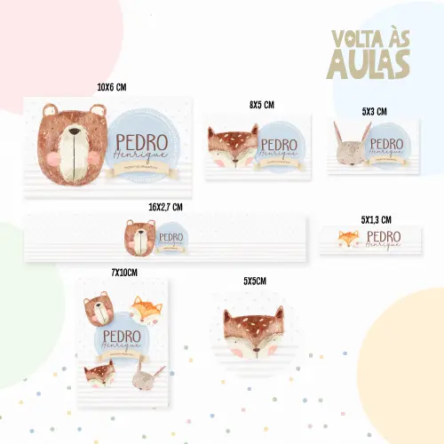 Arquivo de corte Etiqueta Escolar Animais Cute