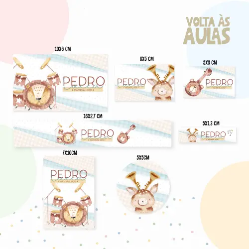 Arquivo de corte Etiqueta Escolar Animais Cute