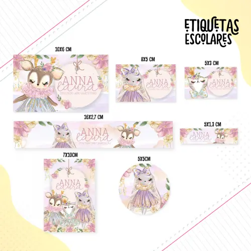 Arquivo de corte Etiqueta Escolar Animais Cute