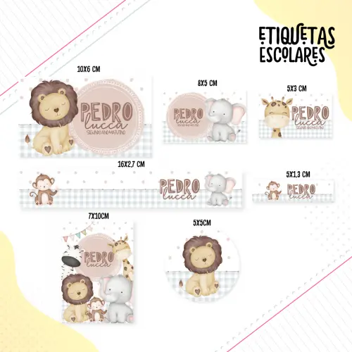 Arquivo de corte Etiqueta Escolar Animais Cute