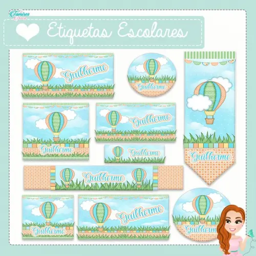 Arquivo de corte Etiqueta Escolar Balão