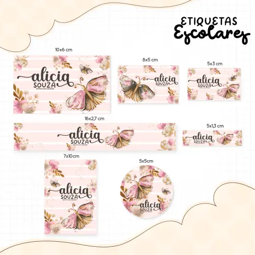 Arquivo de corte Etiqueta Escolar Borboleta