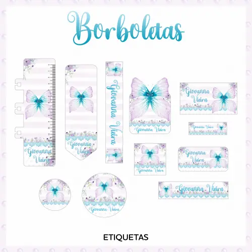 Arquivo de corte Etiqueta Escolar Borboleta