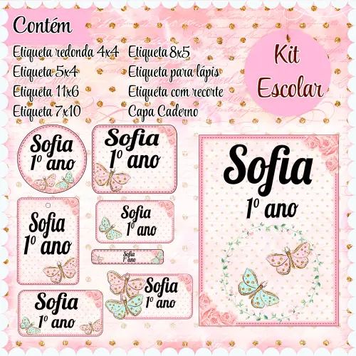 Arquivo de corte Etiqueta Escolar Borboleta