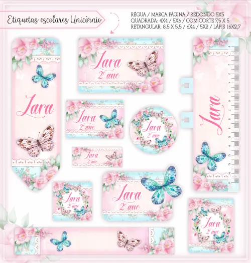 Arquivo de corte Etiqueta Escolar Borboleta