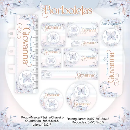 Arquivo de corte Etiqueta Escolar Borboleta