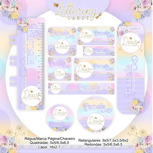 Arquivo de corte Etiqueta Escolar candy Colors