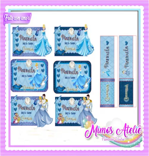 Arquivo de corte Etiqueta Escolar Cinderela