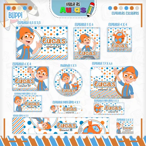 Arquivo de corte Etiqueta Escolar Blippi