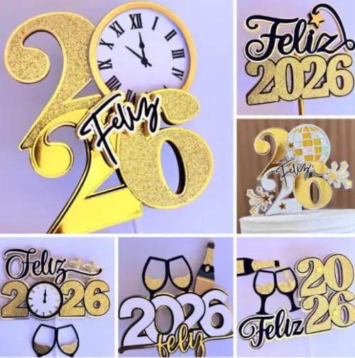 Arquivo de corte topo de bolo ano novo 2026