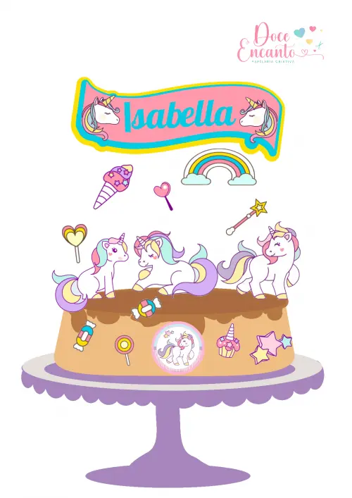 Arquivo de corte topo de bolo Unicórnio