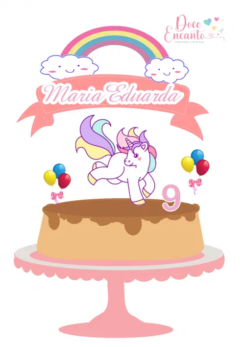 Arquivo de corte topo de bolo Unicórnio