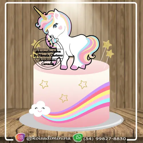 Arquivo de corte topo de bolo Unicórnio