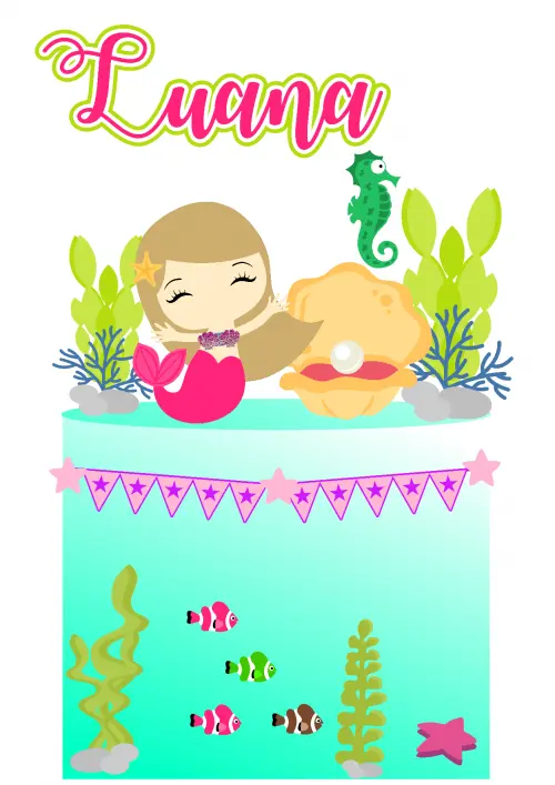 Arquivo de corte topo de bolo Sereia