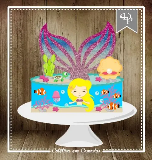 Arquivo de corte topo de bolo Sereia