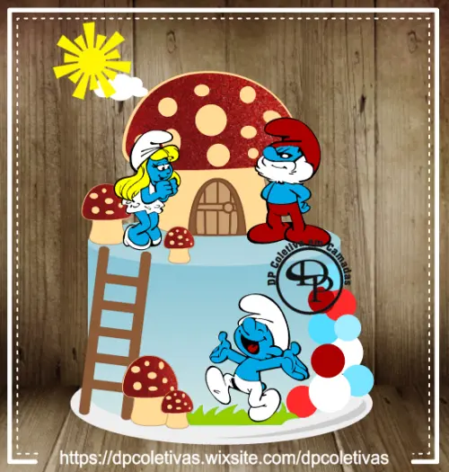 Arquivo de corte topo de bolo Smurfs