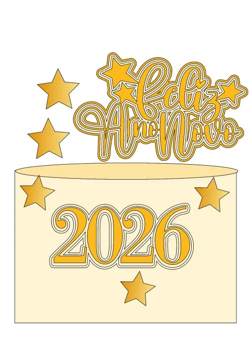 Arquivo de corte topo de bolo ano novo