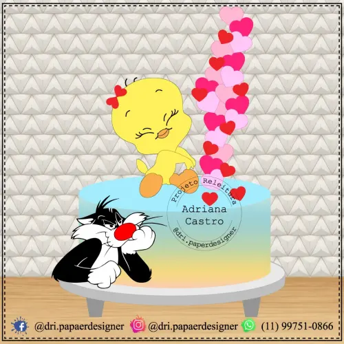 Arquivo de corte topo de bolo Piu Piu e Frajola