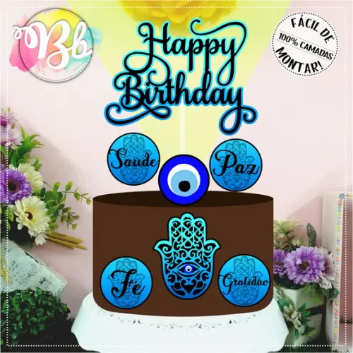 Arquivo de corte topo de bolo Olho Grego