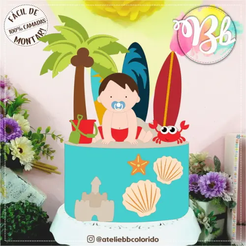 Arquivo de corte topo de bolo Praia