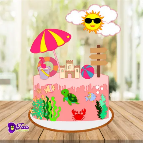 Arquivo de corte topo de bolo Praia