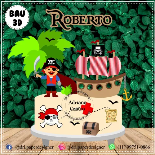 Arquivo de corte topo de bolo Piratas