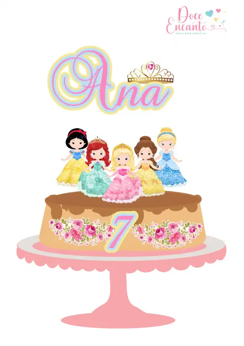Arquivo de corte topo de bolo princesas