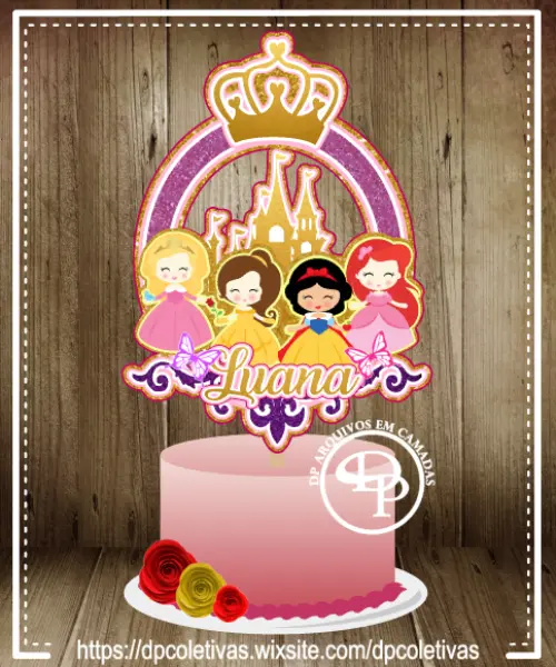 Arquivo de corte topo de bolo princesas