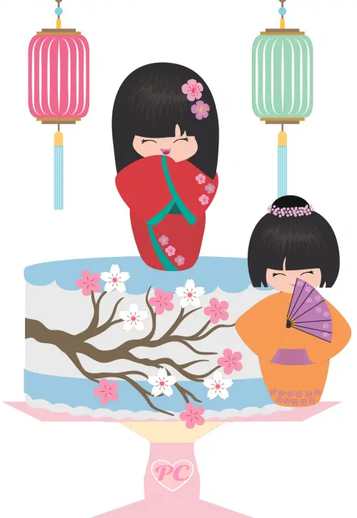 Arquivo de corte topo de bolo Kokeshi