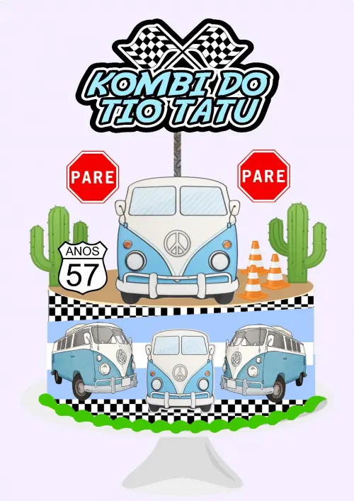 Arquivo de corte Topo de bolo Kombi