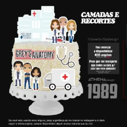 Arquivo de corte topo de bolo Greys anatomy
