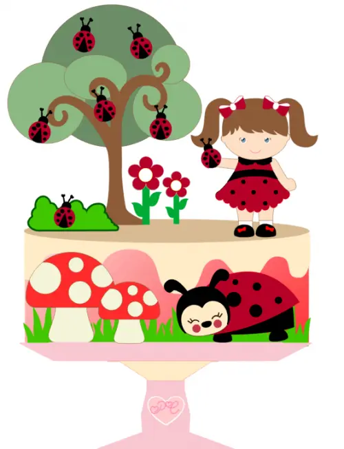 Arquivo de corte topo de bolo Joaninha